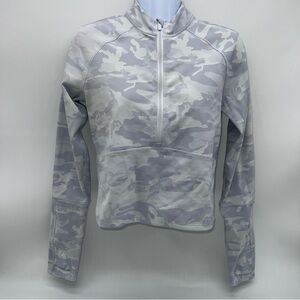 Lululemon Athletica Pace Pursuit Light Gray Incognito Camo Half Zip Running Top